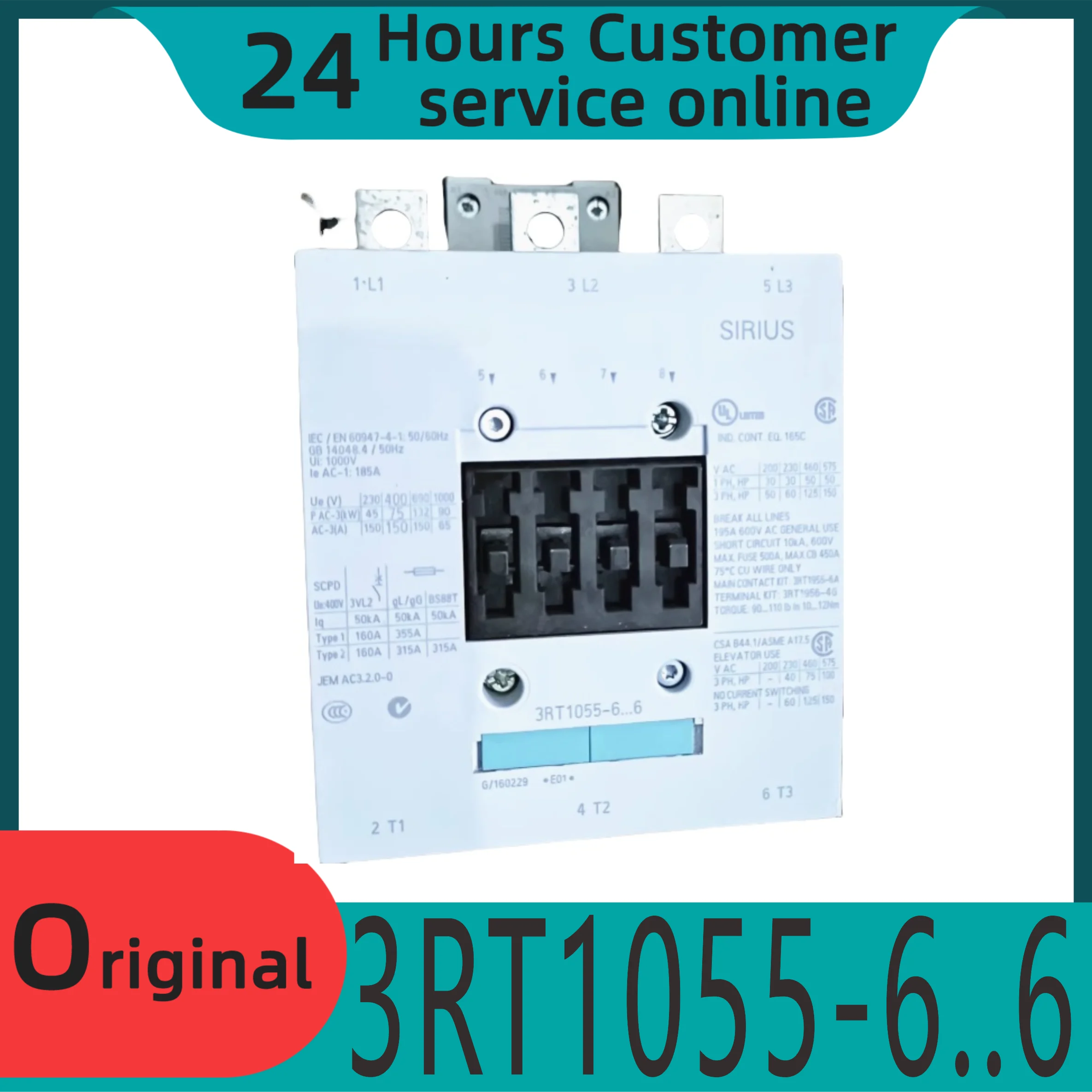 

Новый оригинальный контактор 3RT1055-6.. 6 110 В 220 В 185 А