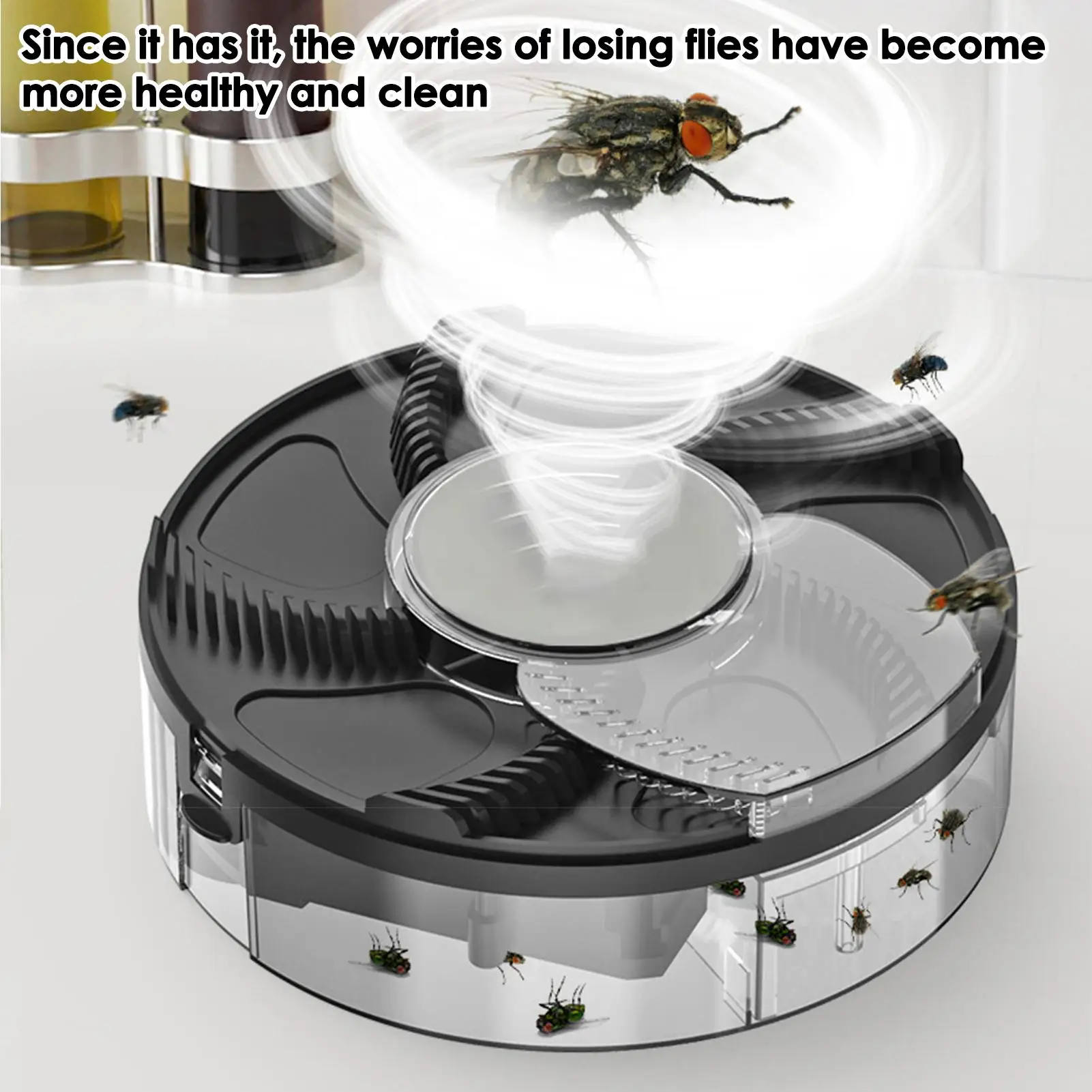 Automatic Fly Catcher Electric Fly Trap Catcher Device Indoor Rechargeable Rotating Flying Control Silent Repel Tool