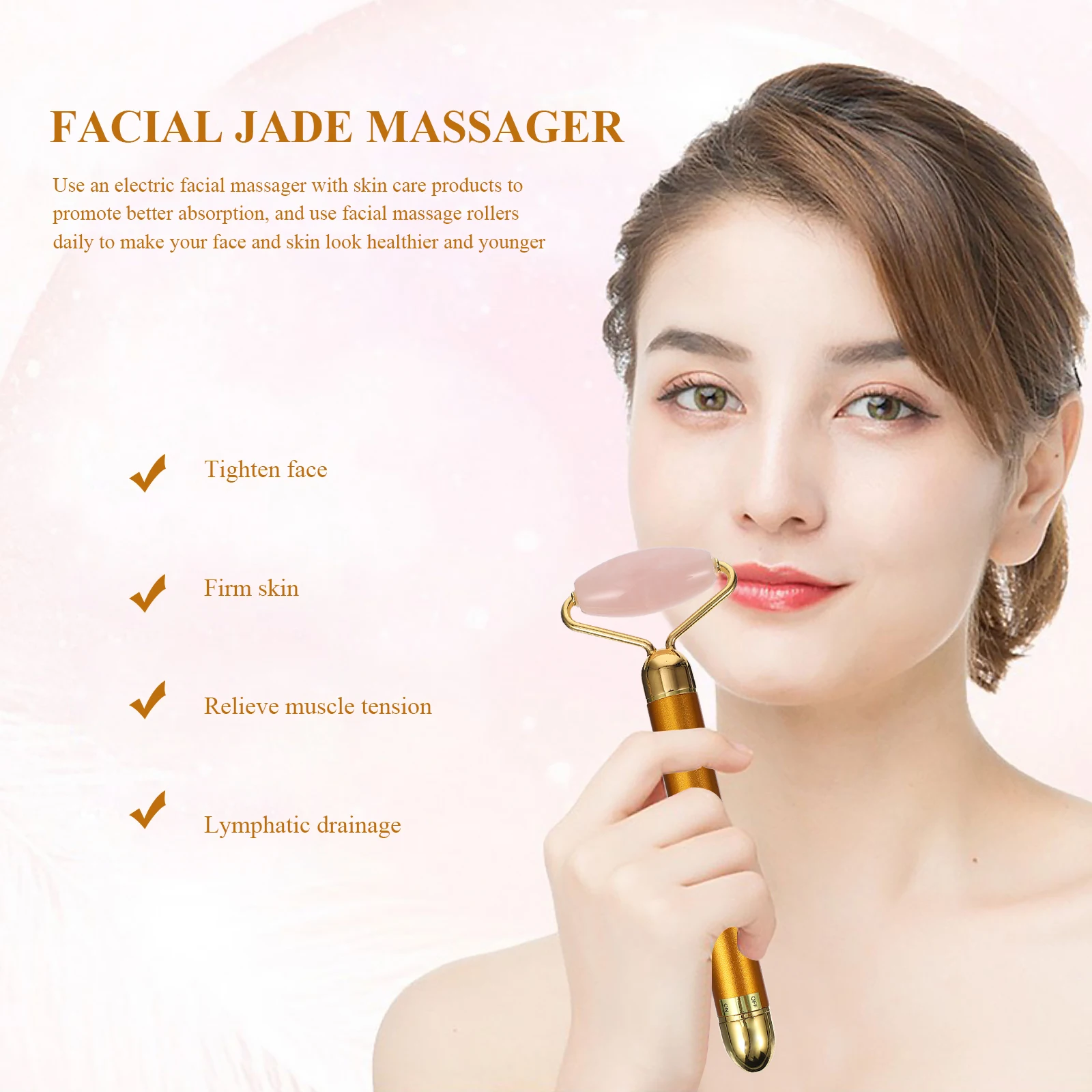 翡翠マッサージャー フェイシャル用品 3-in-1 フェイスローラー マッサージツール 電気スティックスクレーピング