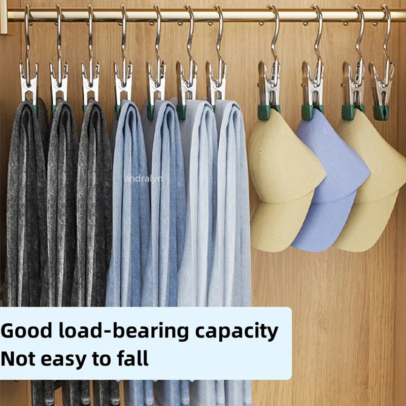 خطافات غسيل معلقة من الفولاذ المقاوم للصدأ دبابيس الملابس المحمولة كليب الشماعات لخزانة السفر الجوارب السراويل حقائب اليد القبعات المناشف #5