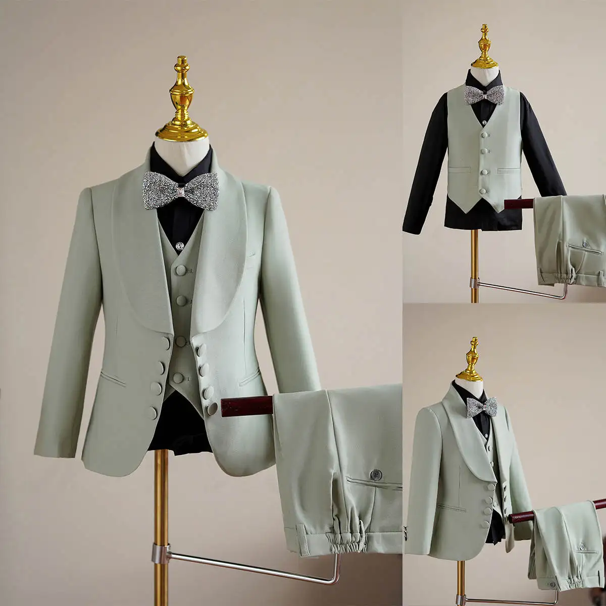 

Luxury Boys Wedding Suit Teenager Kid Formal Tuxedos Children Blazer Party Costume 3 Pcs Coat Vest Pants Custom Made