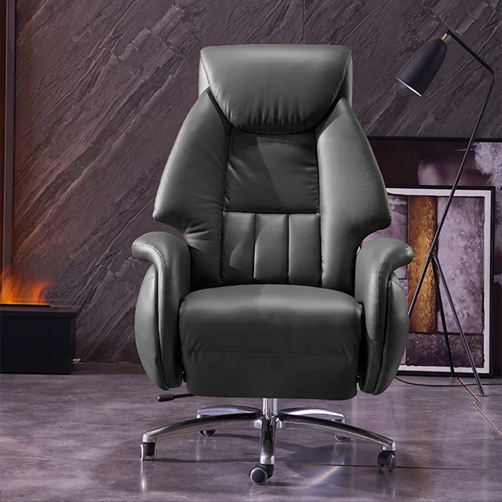 High Quality Modern Luxury Adjustable Recliner Swivel Manager Executive Ergonomic Real Genuine Leather Office Chair with Massage