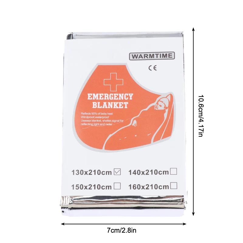 비상용 열 담요, 야외 방수 생존 담요, 알루미늄 호일, 뜨거운 공간, 긴급 구조 담요