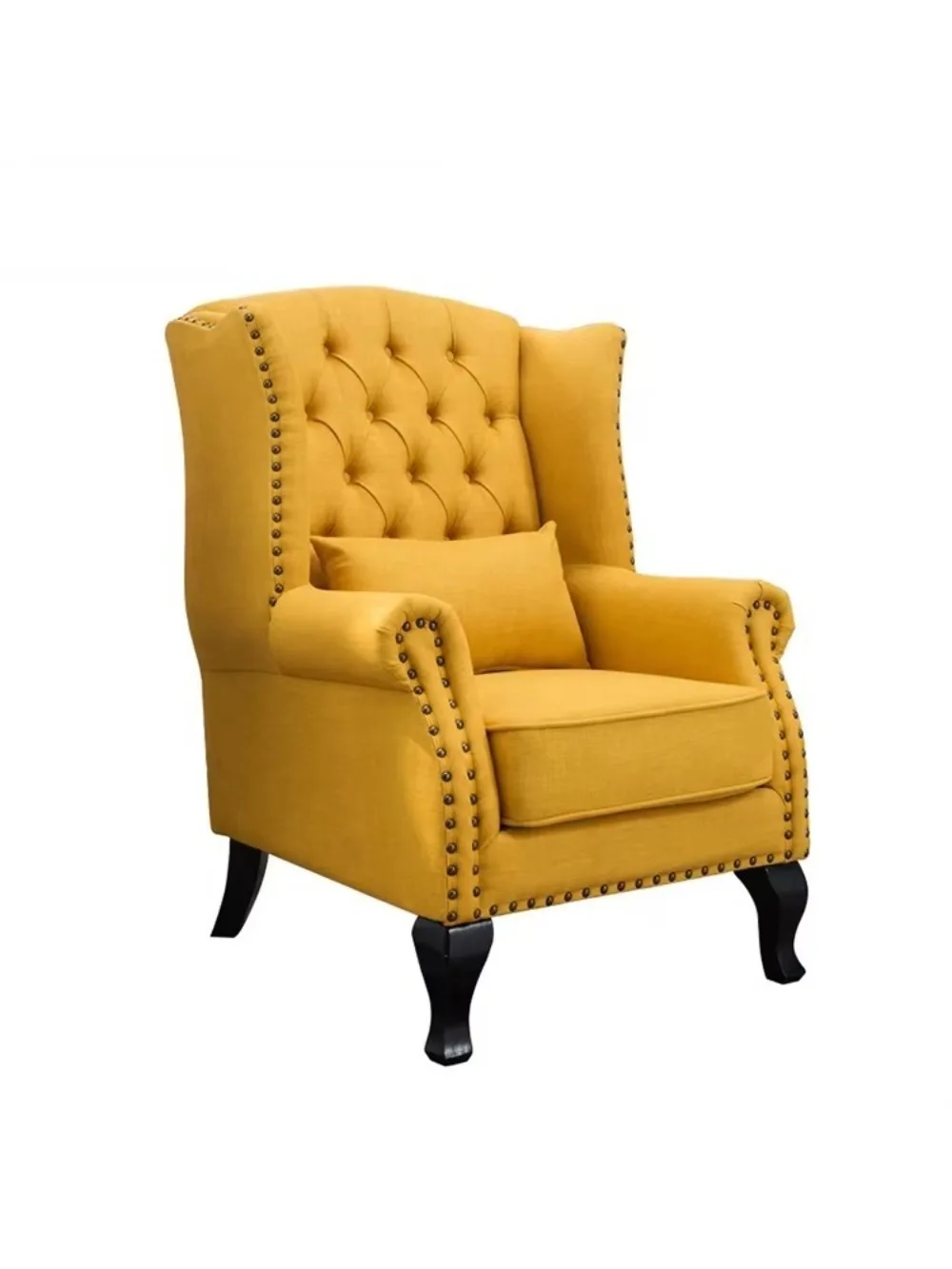 # Sillón Chesterfield de cuero antiguo amarillo