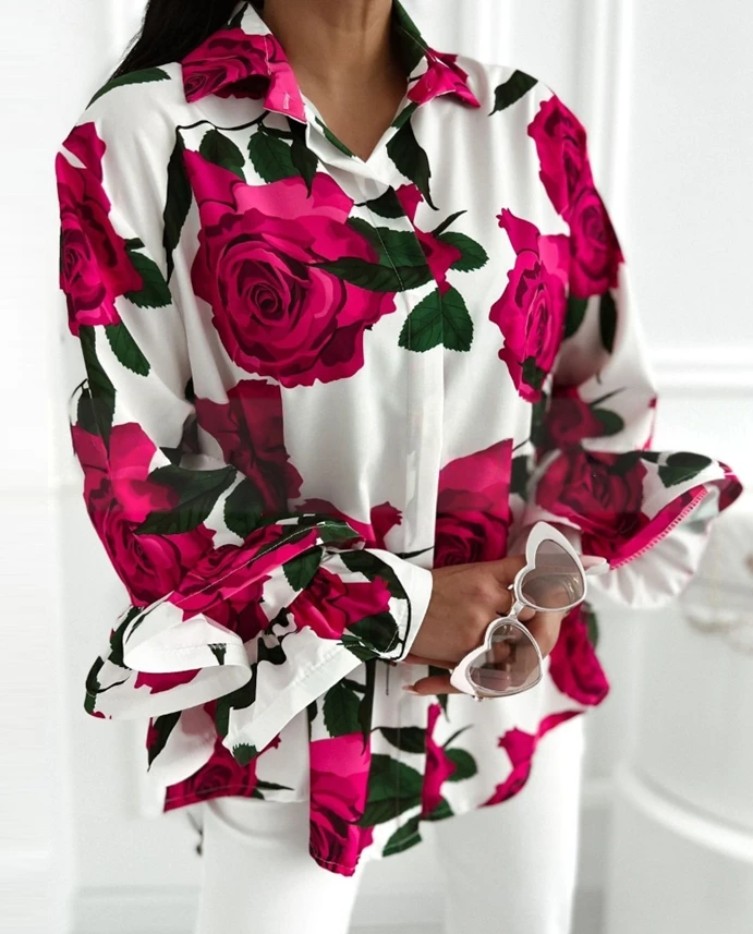 Rose patterned sigh shirt