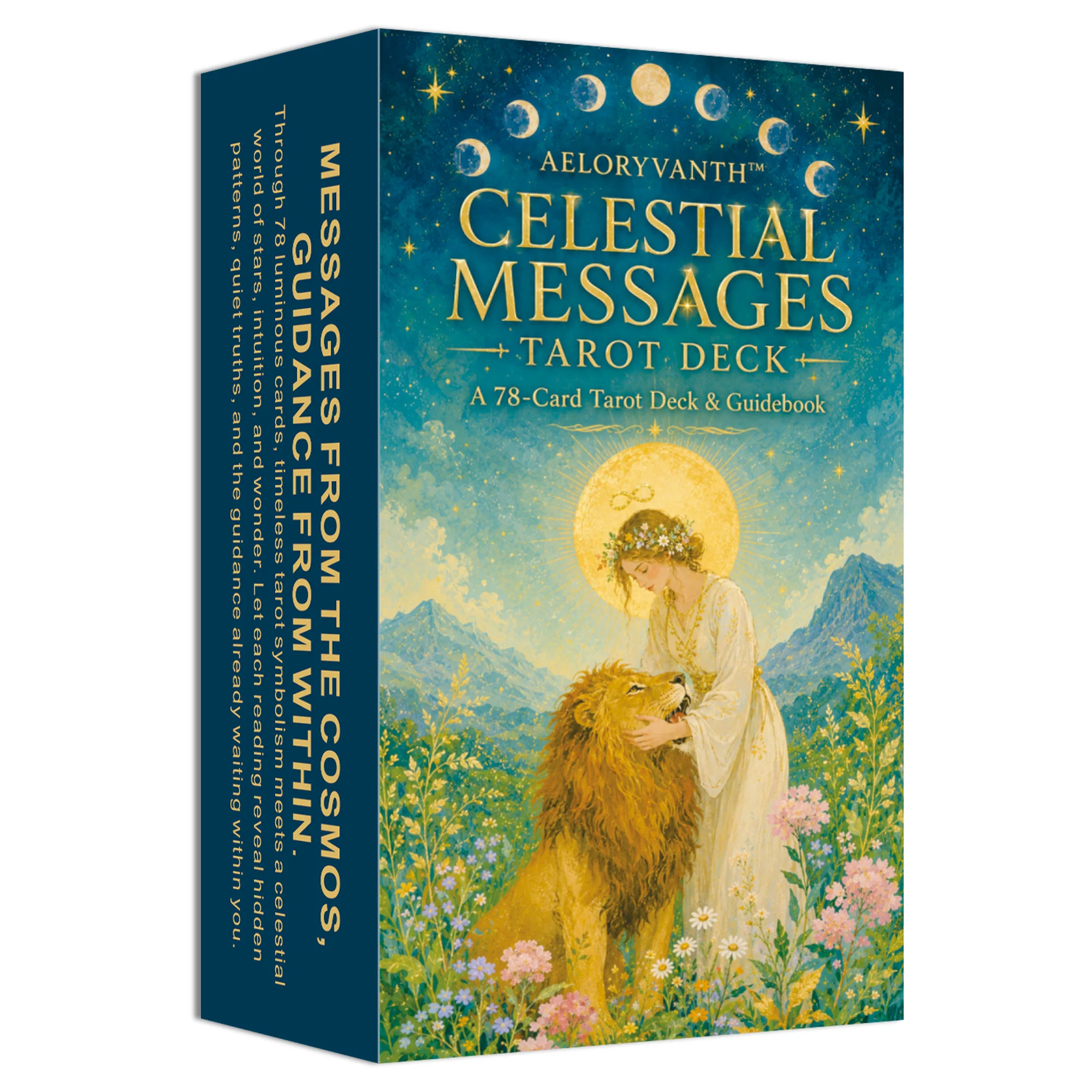Celestial Messages Tarot Deck, 78 Cards with Guidebook EN/RU/ES/FR, Cosmic Star & Nature Art, Self-Discovery, 12*7cm, 14+
