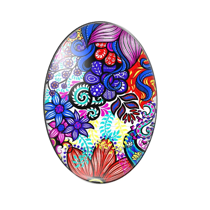 Colourful Oil drawing sunflowers painting 13x18mm/18x25mm/30x40mm Oval photo glass cabochon demo flat back Making findings