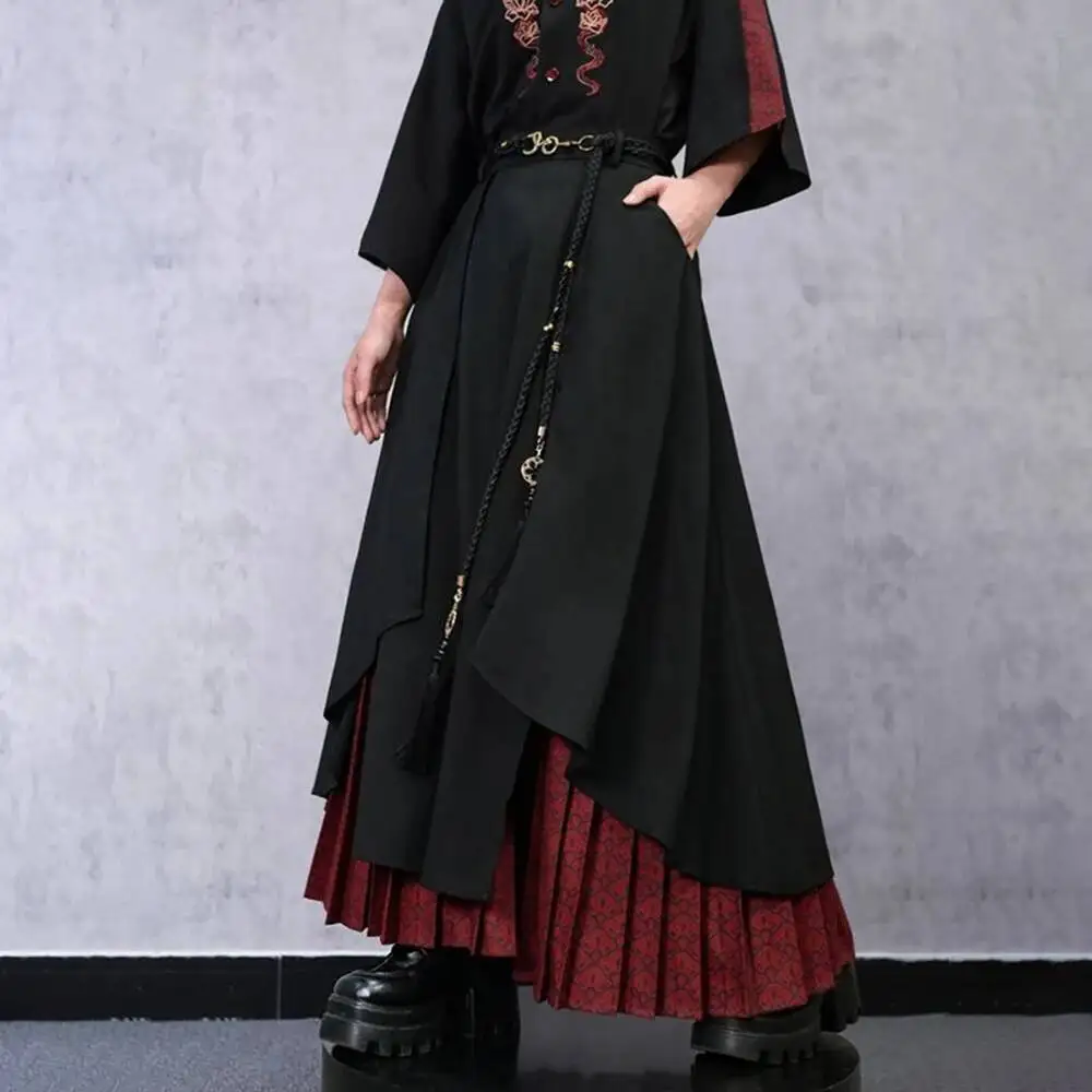niche-unisexe-bas-cosplay-automne-hiver-y2k-couleur-correspondant-jupe-irreguliere-chinois-retro-mode-loisirs-ample-respirant