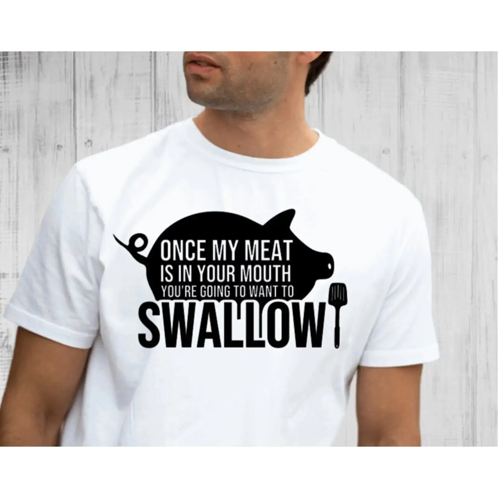 Funny Once My Meat In Your Mouth Grilling T Shirt Father's Day for Dad Stepdad BBQ Pig Casual vintage Washed homme Soft Stylish