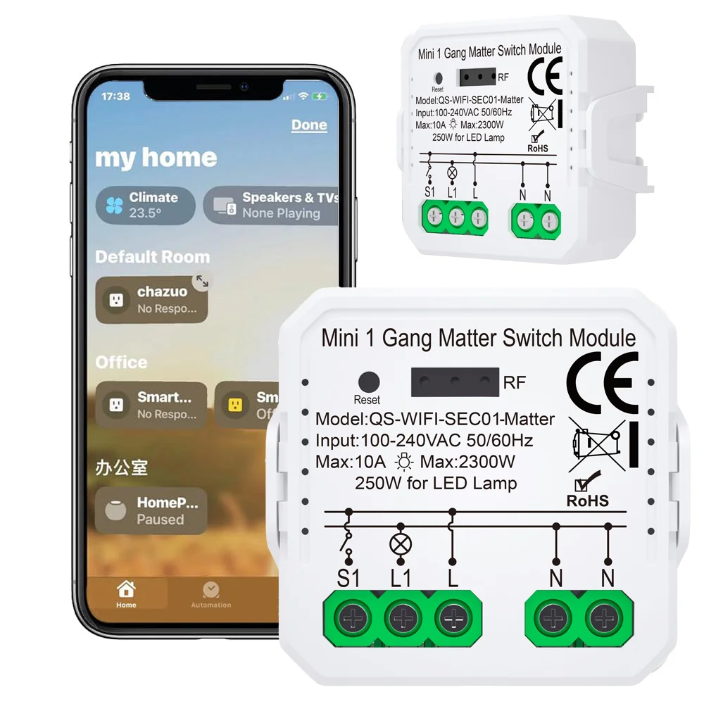 1/2/3CH Matter WiFi Smart Switch Smart Home Automation Relay Module Works with Homekit Siri Smartthings Alexa Google