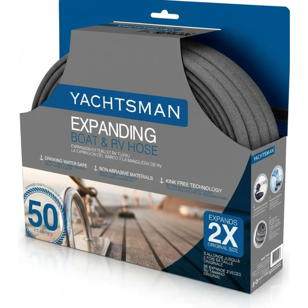 

50-Ft Expandable Garden Hose for Boats and RVs, Lightweight Kink-Free Water Hose with High Pressure