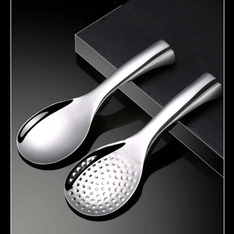 Stainless Steel Standable Rice Spoon Non Stick Spoon Durable Easy Clean Rice Scoop for Rice Cooker Kitchen Tableware Gadget