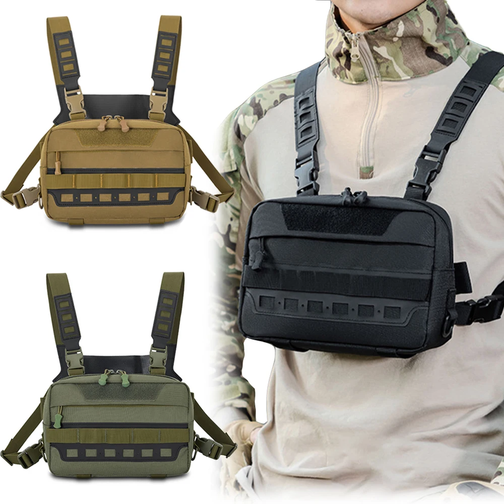 Tactical Chest Rig Pack Running Chest Bag with Front Loop Airsoft Chest Rigs for Hunting Outdoor EDC Combat Pack