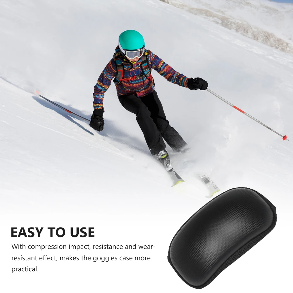 

Ski Goggles Case Premium PU Portable Snowboard Protective Box Zipper Glasses Storage Snowmobile Tow Strap