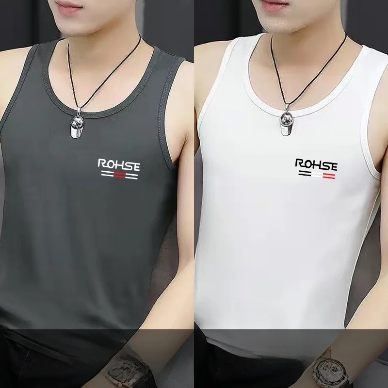 ผ้าฝ้ายฤดูร้อนเสื้อกั๊กผู้ชายอินเทรนด์เสื้อยืดฟิตเนสวิ่งผ้าไหมน้ำแข็งเพาะกายขนาดใหญ่เสื้อผ้าผู้ชาย