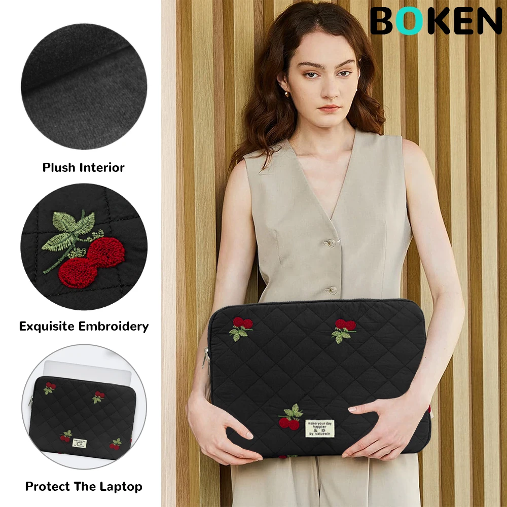

Embroidery Laptop Bag Case 13 14 15 16Inch for MacBook Air/Pro Xiaomi Lenovo Dell Computer Bag 11Inch iPad Cute Tablet Pouch Bag