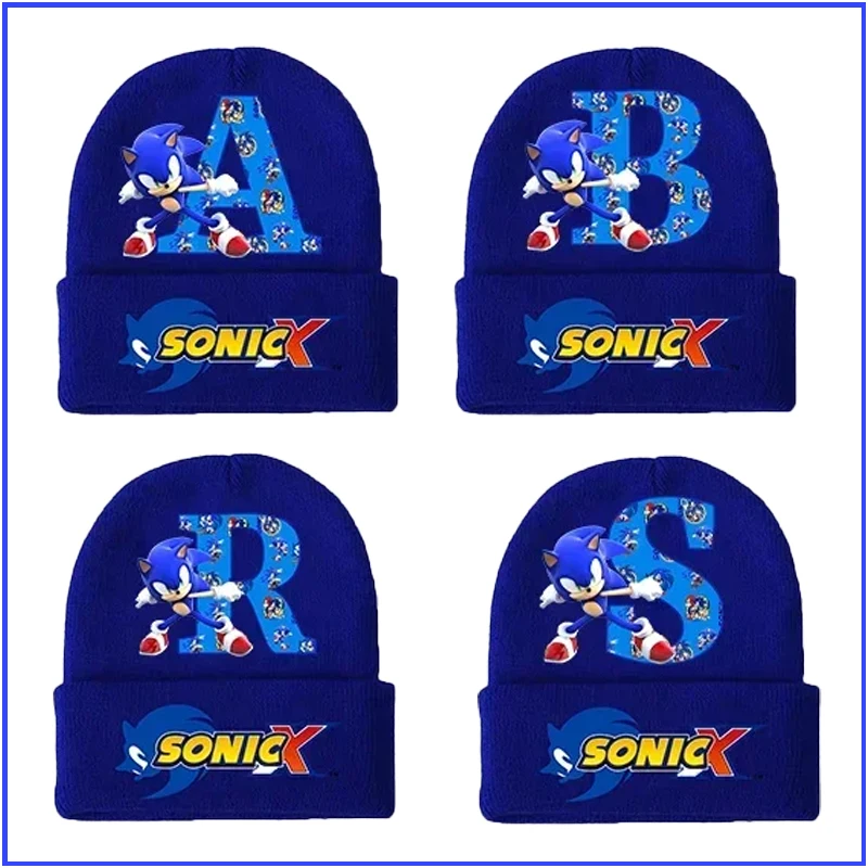 

Sonics ChildK Knitted Hat Boy Cute Cartoon Letter A-Z Wool Cap Winter Fashion Anime Warm Thick Beanies Caps Children's Hat Gifts