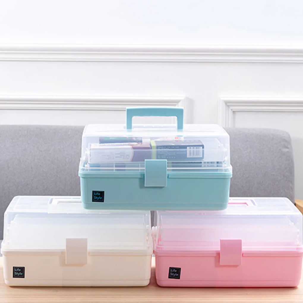 caixa-de-armazenamento-de-emergencia-para-primeiros-socorros-grande-capacidade-e-a-prova-d'agua-3-camadas-organizador-de-medicamentos-rosa