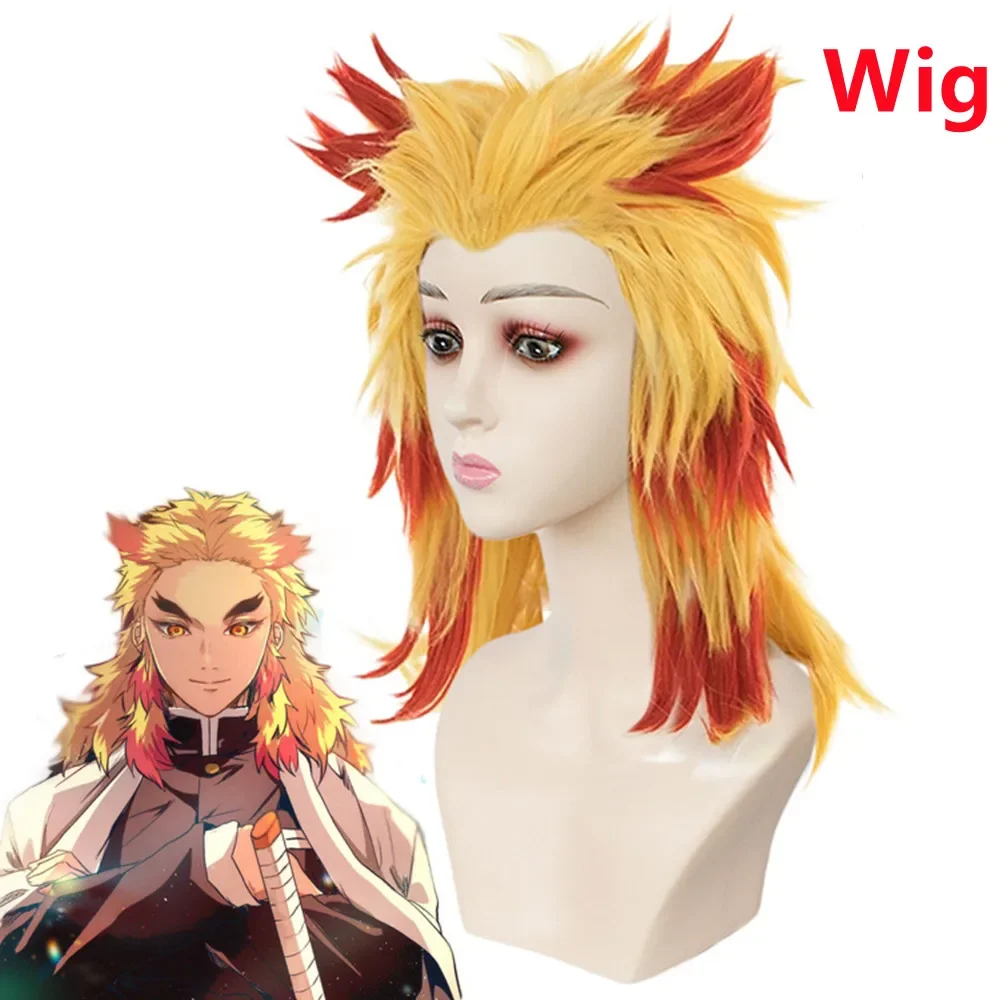 Costume de Cosplay Anime Kimetsu No Yaiba Rengoku Kyoujurou, ensemble uniforme Kimono, vêtements de carnaval d'halloween