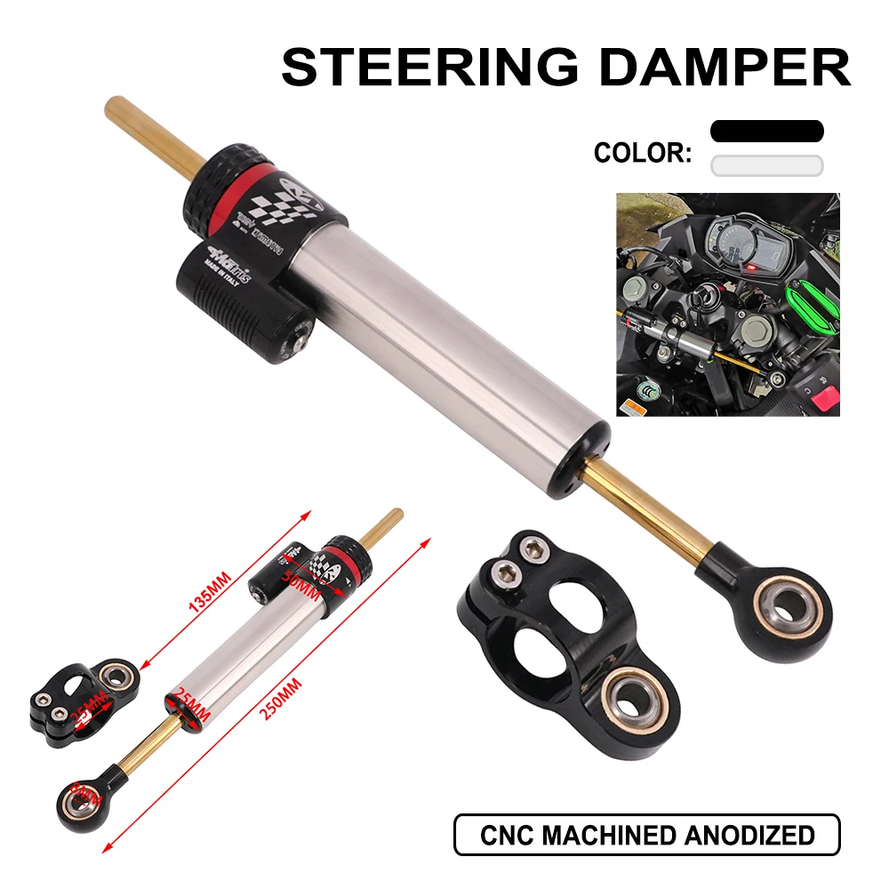 

Регулируемый стабилизатор рулевого управления 250 мм для мотоциклов YAMAHA MT09, MT07, YZF R1, R6, Z300, Z250, Ninja 300R, FZ1, XJR1300, Dirt Bike