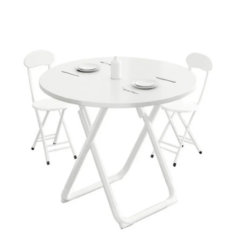 

Foldable round table dining table home small apartment modern simple casual round restaurant combination and chair