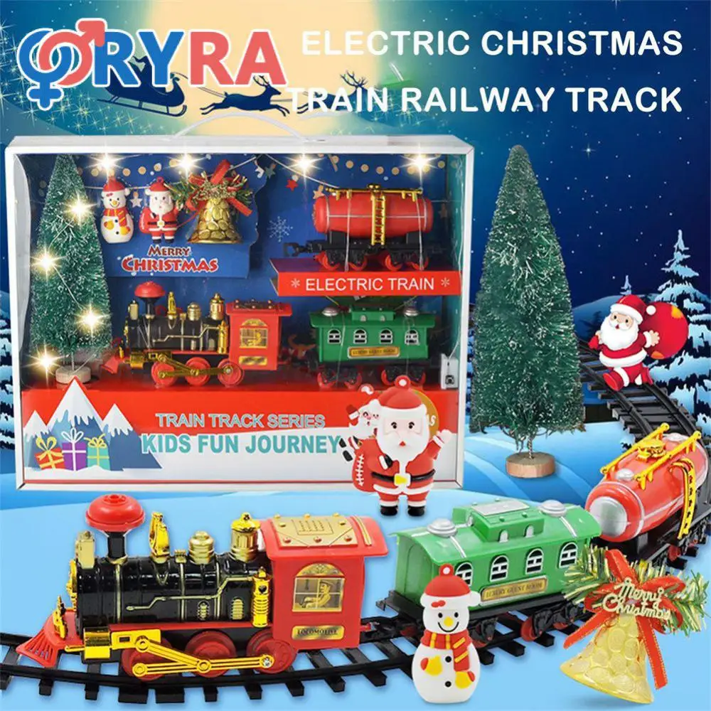 

Electric Railway Train Battery Powered Assemble Freely 1 Set For 3 Years Old And Above Christmas Decoration Railway Toys Durable