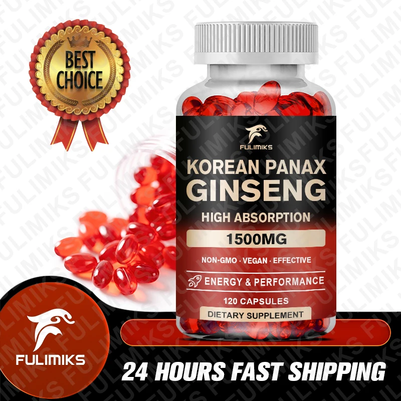 

Panax Ginseng Capsules - Red Korean Ginseng Supplement for Men - Extra Strength - Energy, Focus, Productivity & Performance