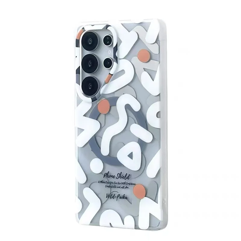 

Fashion Graffiti Matte Magnetic For Magsafe Phone Case For Samsung Galaxy S24 S25 S26 Ultra Wireless Charging Shockproof Cover