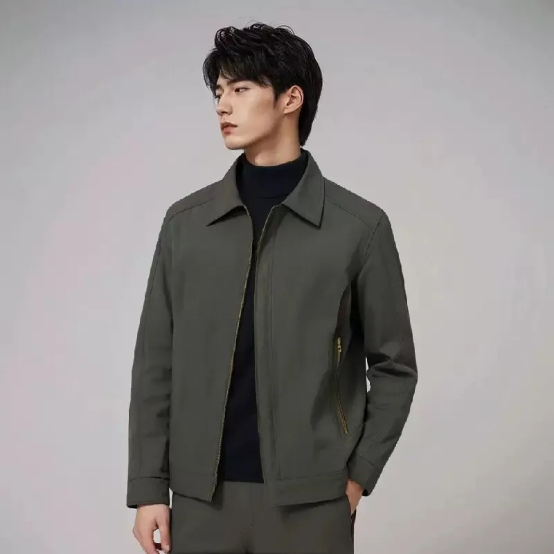 Spring and Autumn New Solid Color American Vintage Windproof Workwear Jacket Men's Casual Loose Plus Size High Quality Outerwear
