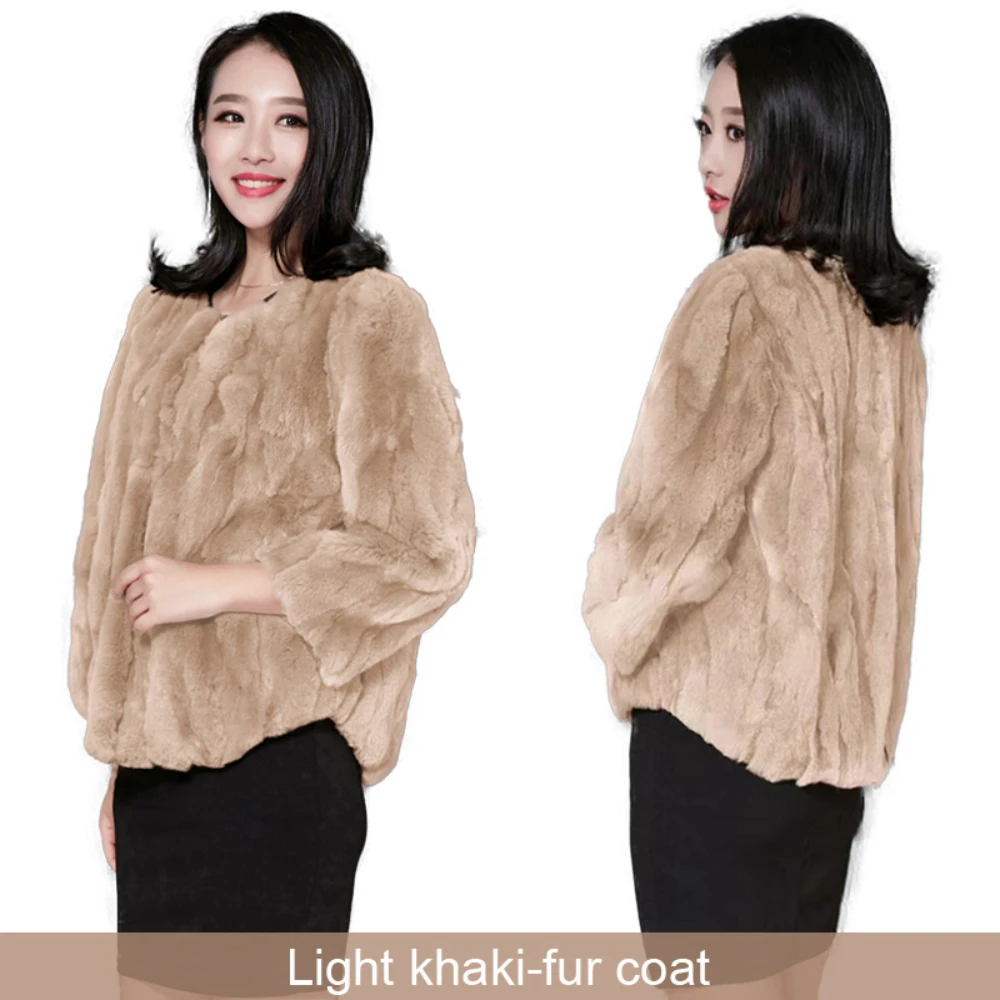 Fur Jacket Short Loose Winter Natural Real Rex Rabbit Fur Coat Jackets Women Luxury Size Furry Thick Warm Crew Neck Clothes