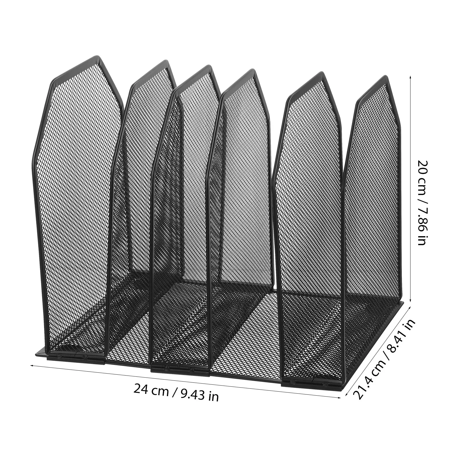 5-Section Vertical Desk Organizer Metal Mesh File Holder For Office Home Classroom Desktop Storage Upright Document Tray