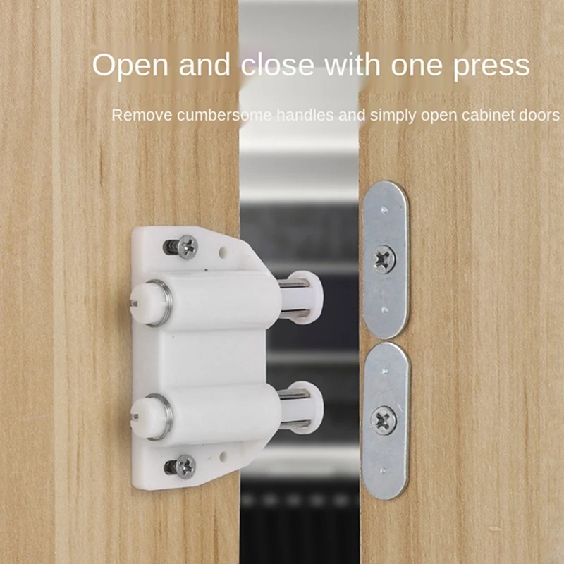 Double Opening Magnet Automatic Rebounder Switch Closer Silent Closing Lock For Furniture Cabinet Drawer Easy Install Black