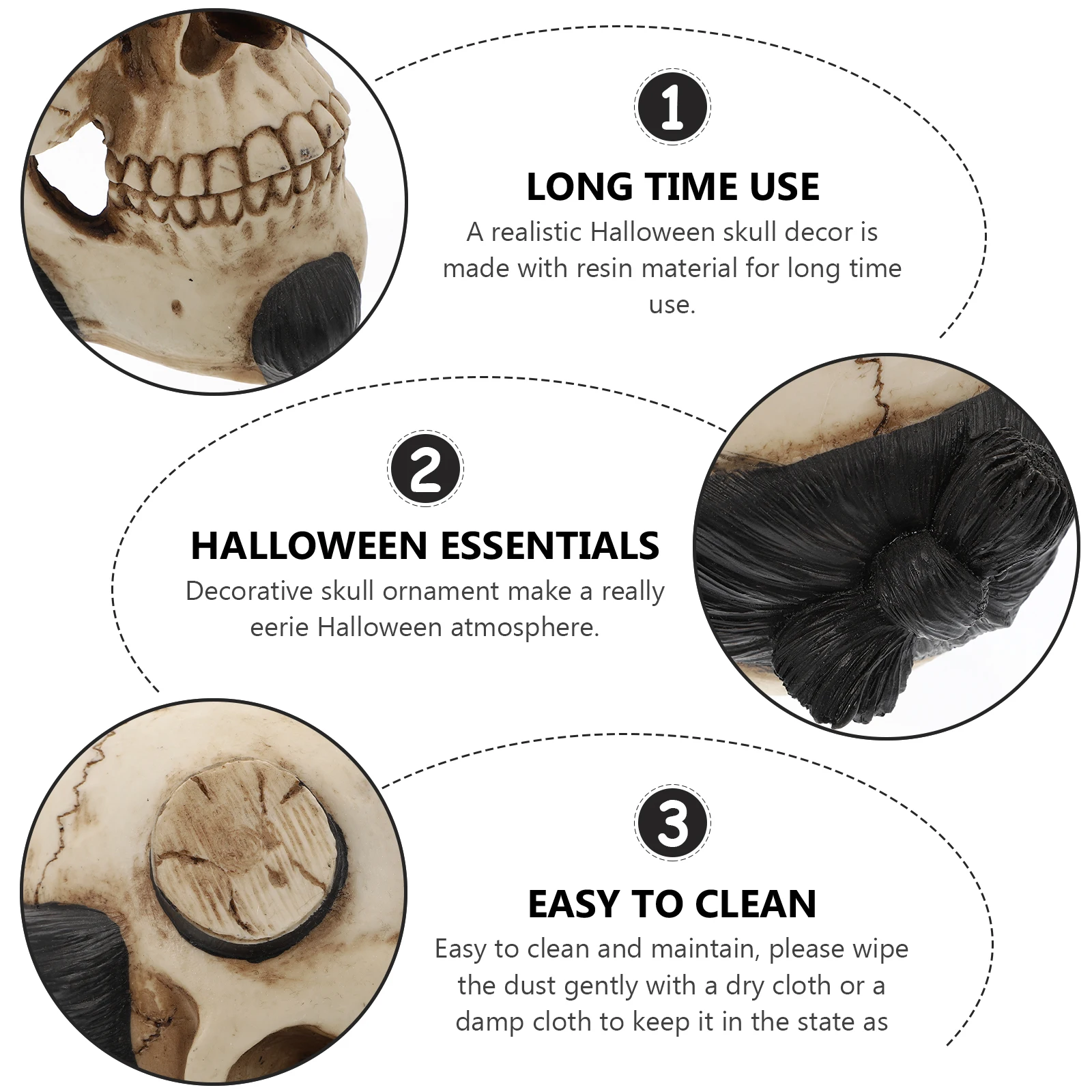 

1Pcs Skull Resin Craft Halloween Skull Ornament Realistic Beige Decorative Home Party Desktop Decor Halloween Decor