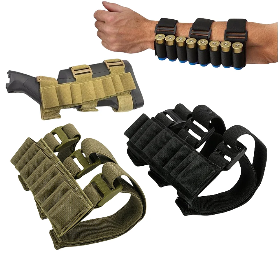 

Tactical 8-round rifle stock ammunition carrier 12/20 caliber shotgun holder arm bag hunting Mag bag