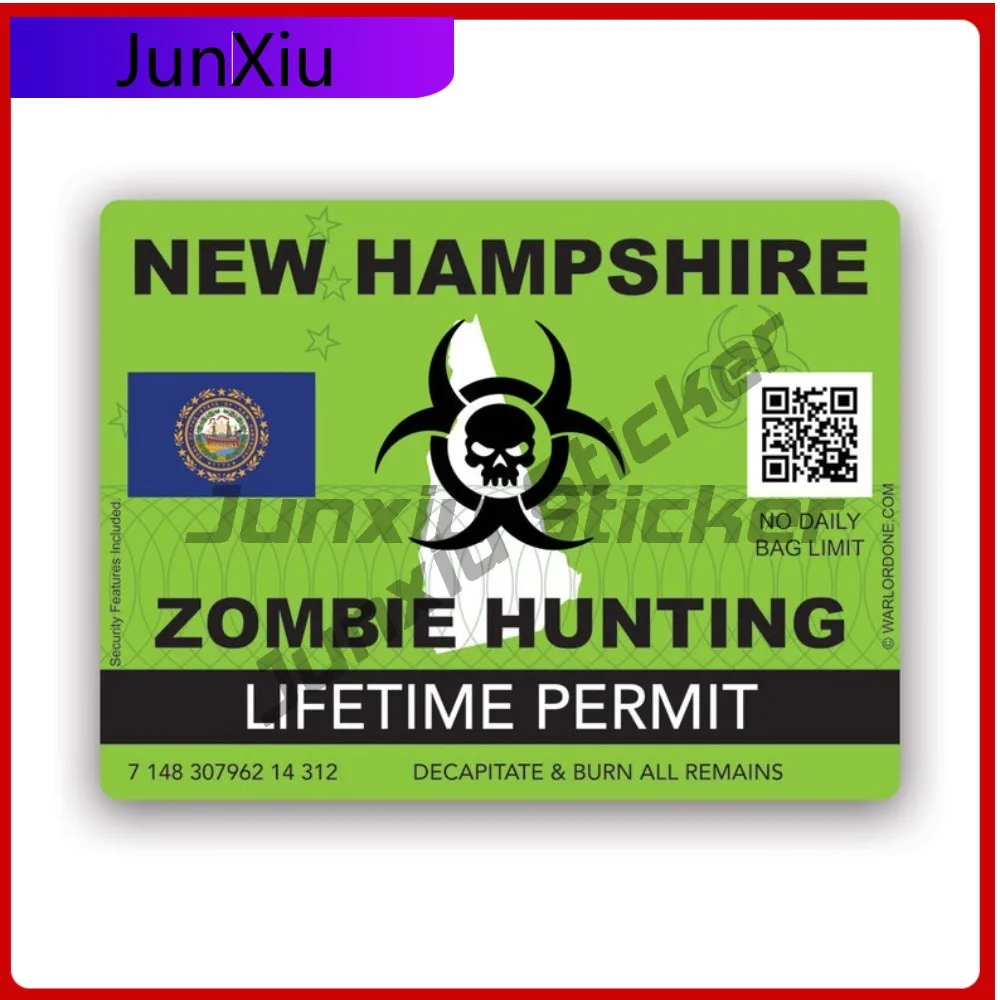 

Zombie New Hampshire State Hunting Permit Funny Bumper Waterproof Vinyl Decal For Suvs Unique Decor Protection Outdoor High