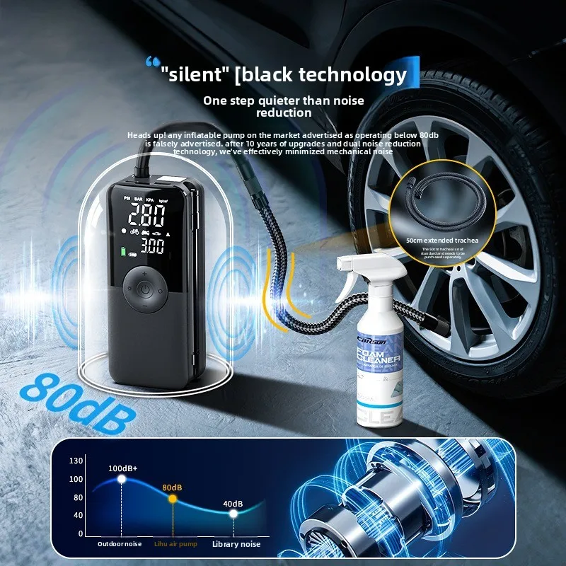 

Digital display car air pump, handheld wireless emergency portable car electric vehicle, small size