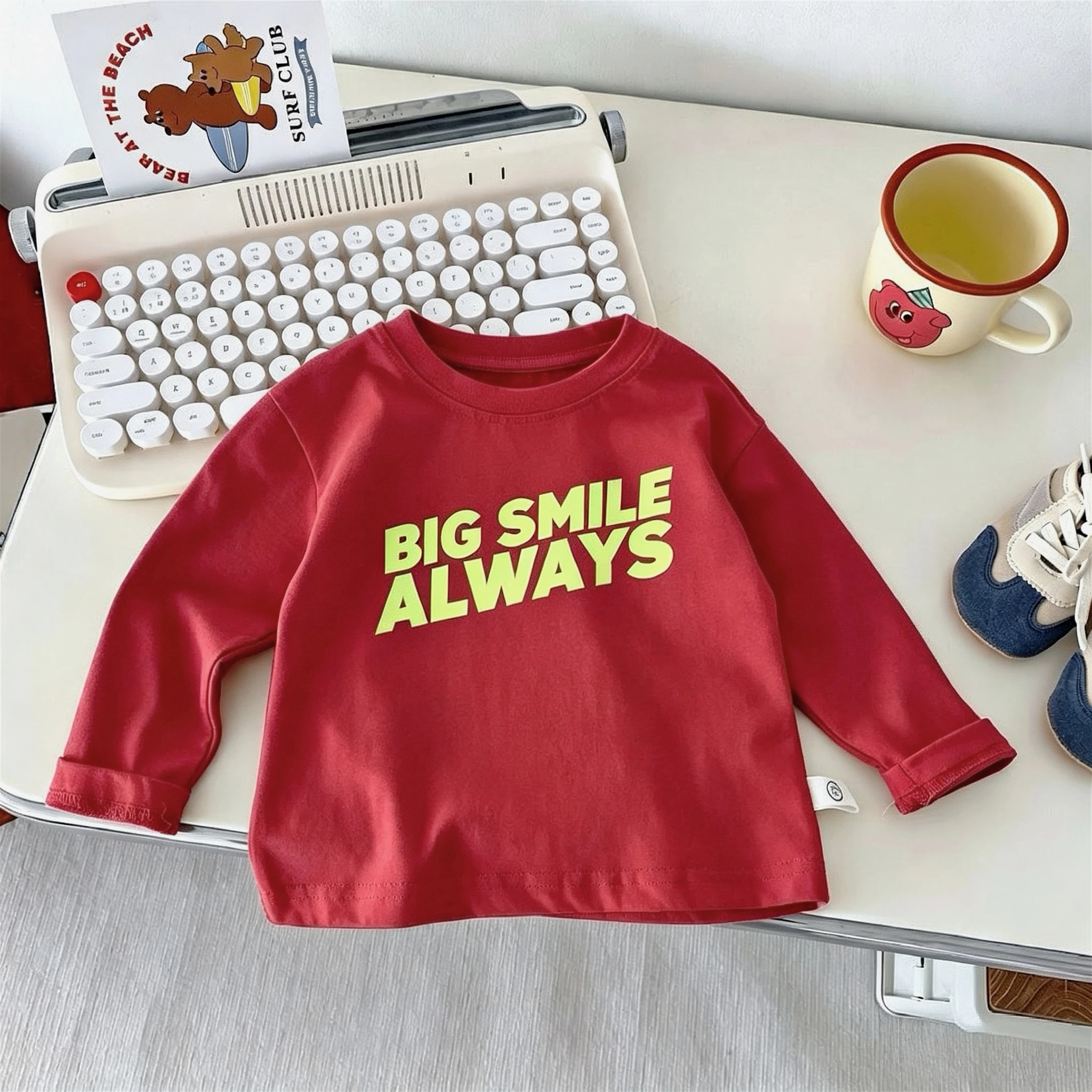 Printed Letters Children's Clothes Long Sleeve T-shirt Simple Fashion Versatile Kids Bottoming Shirt Blouse O-neck Pullover Tops