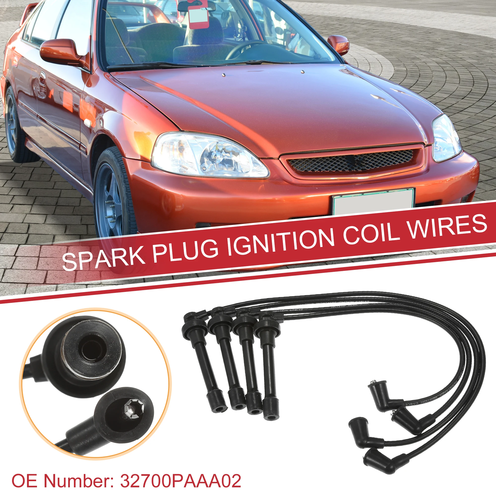 UXCELL 4 Pcs Spark Plug Wire Ignition Coil Cable No.32700PAAA02 for Honda Accord 94-02