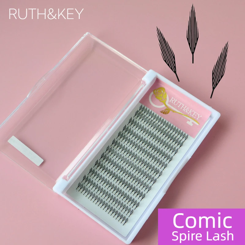 RUTH&KEY Cashmere Eyelash Extensions Tower Top Feather Shape Automatic Flowering Comic Spire  Premade Fans Lashes Extensions