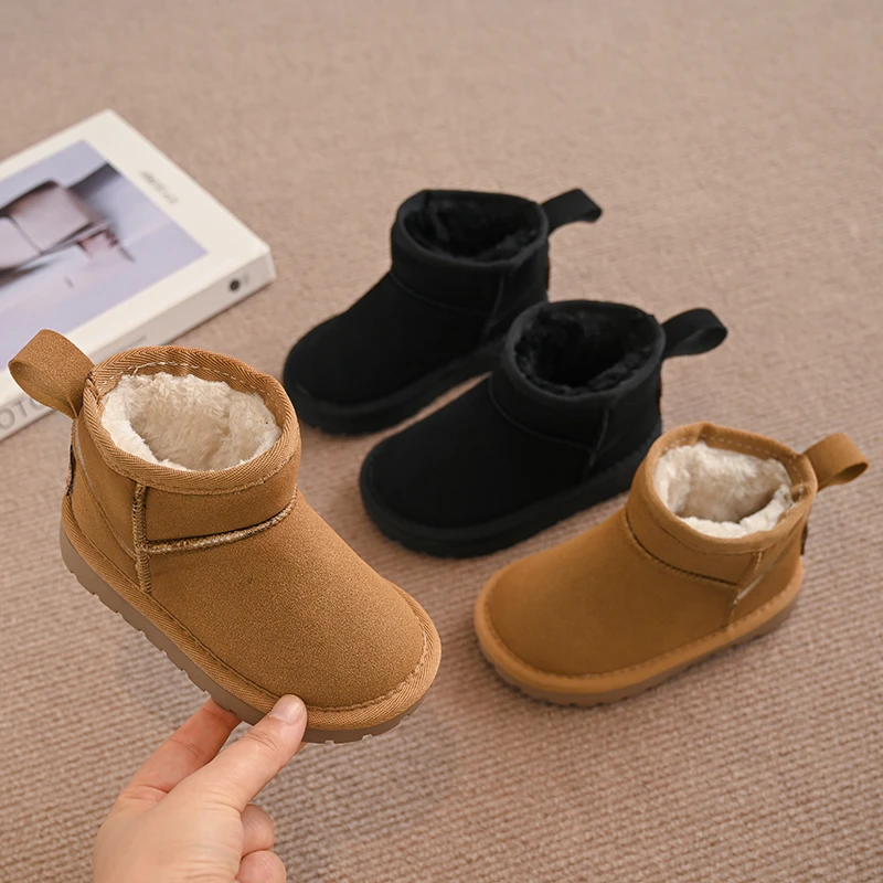 

2025 Winter New Children High Quality and Warm Snow Boots Warm Non Slip Plush Girls Soft Cotton Soft Ankle Boots