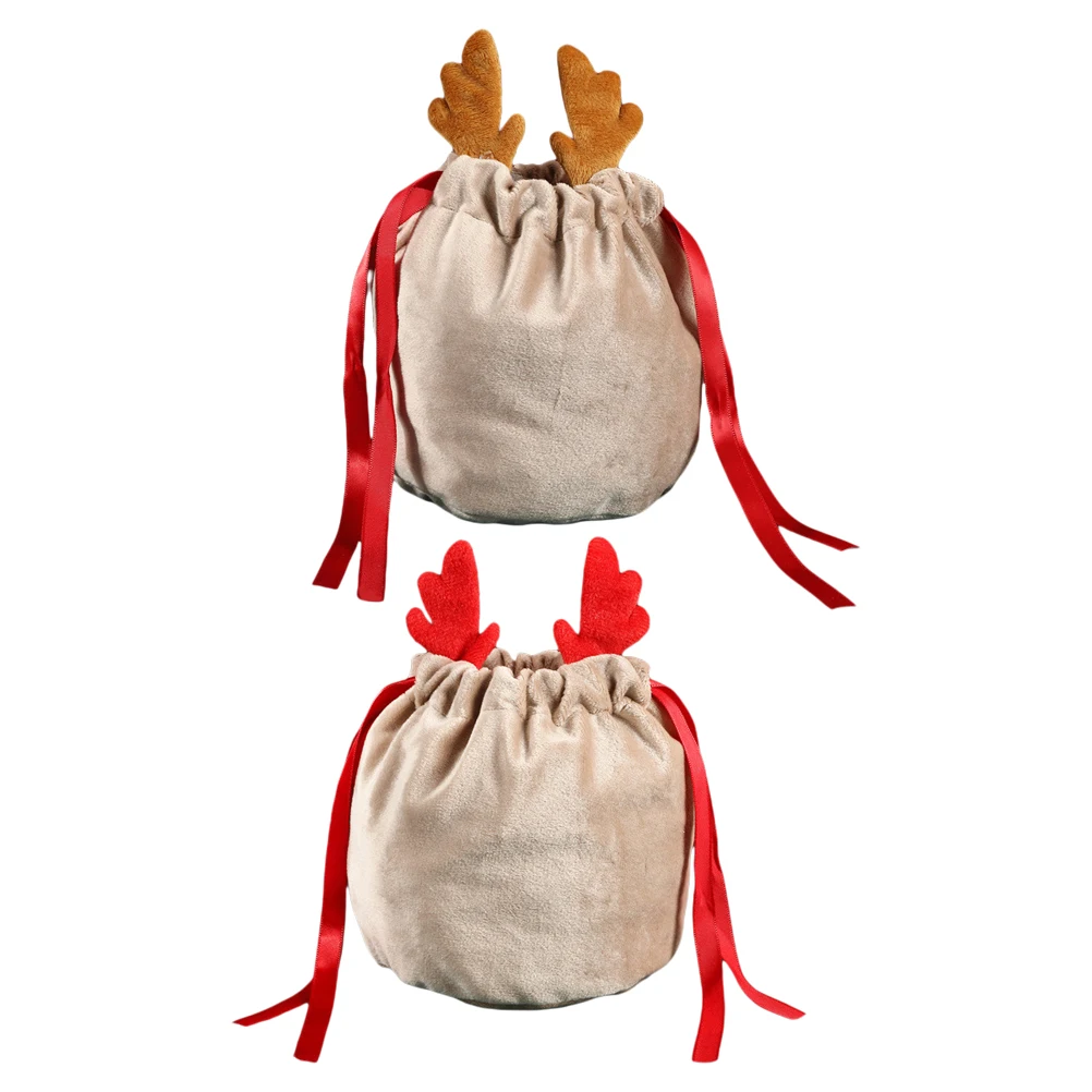 

2Pcs Xmas Gift Bag Flannel C y Drawstring Pouches for Christmas Wrapping Present Storage Bags Toy Holder Cartoon Lint Bags