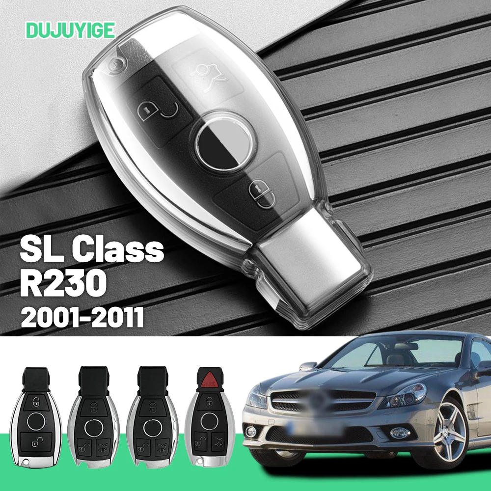 

Прозрачный чехол для автомобильного ключа из ТПУ для Mercedes-Benz SL Class R230 2001-2011, защитный чехол для брелока, автоаксессуары 2008 2009 2010