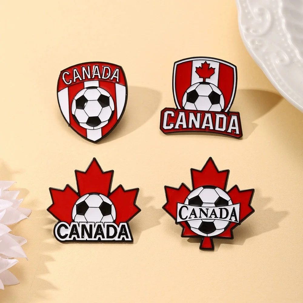 Canadian Soccer Theme brooch, Soccer Cleats Red Maple Leaf MVP Pattern Shoe Accessories Holiday Gift