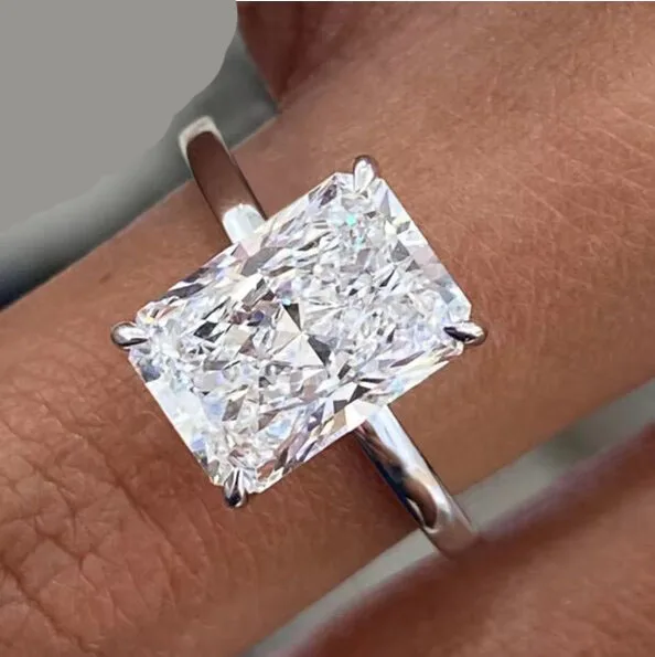 1-4CT Radiant Cut Moissanite Engagement Ring 925 Sterling Silver Simulated Solitaire Diamond Wedding Bands for Women Jewelry