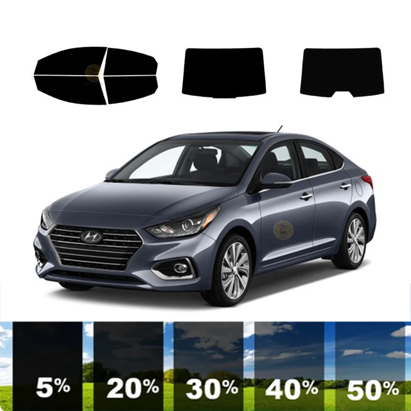 precut Removable Window Tint Film For Car 100% UVR 5%-35%VLT Heat Insulation Carbon ﻿For HYUNDAI ACCENT 4 DR SEDAN 2018-2022