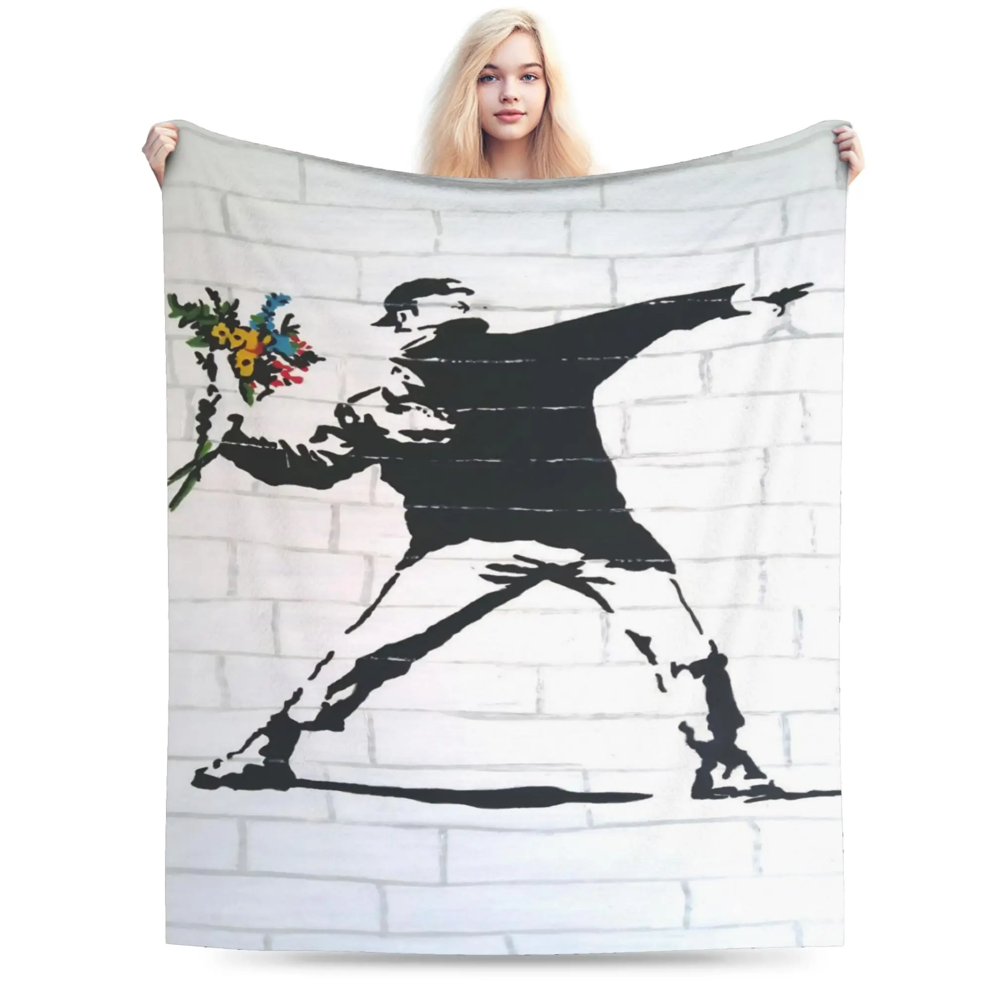 Banksys art Throw Blanket for Couch  Soft Fuzzy Plush Blanket 50x60 Inch Multi-size Bedspread for All Seasons