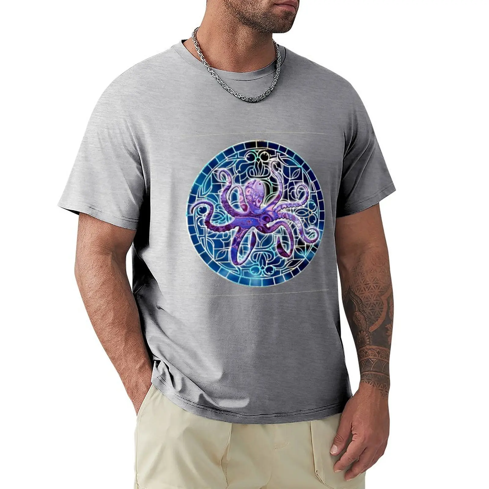 Deep Sea Mandala With Octopus T-shirt vintage vintage clothes graphics black t shirts for men