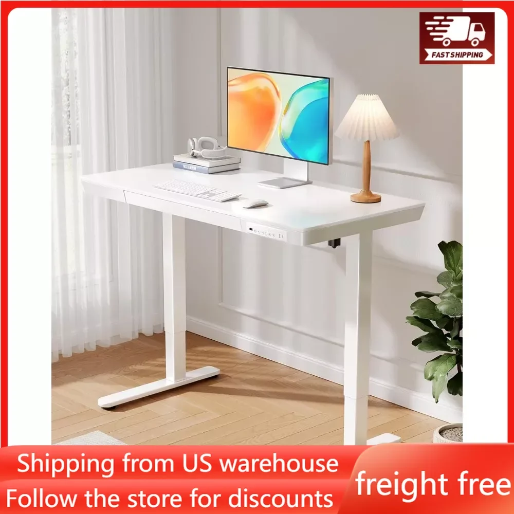 

Electric Standing Desk, 48 X 24 Inch Standing Desk with Drawer, Sit Stand Desk with Preassembled Top & USB Charging Ports