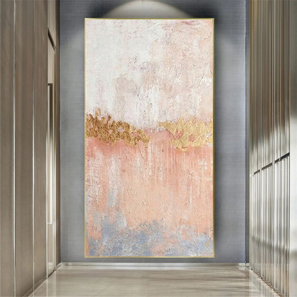 Handmade Gold Pink Abstrac Oil Painting On Canvas Modern Wall Art Picture For Living Room And Bedroom Decor Poster Deluxe Murals