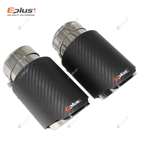 EPLUS 자동차 매트 탄소 섬유 머플러 팁 배기 시스템 파이프 머플러 깍지, 범용 스트레이트 스테인레스 실버